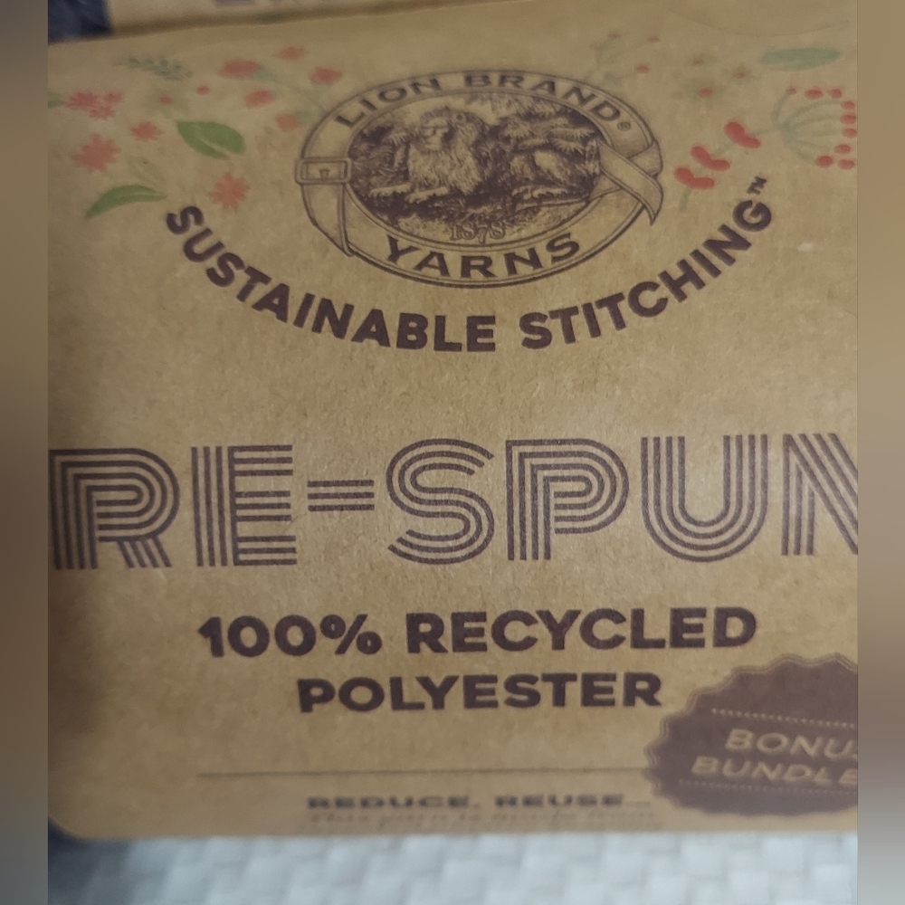 Lion Brand Yarns Sustainable Stitching Re-spun 100% Recycled Polyester - Picture 2 of 6